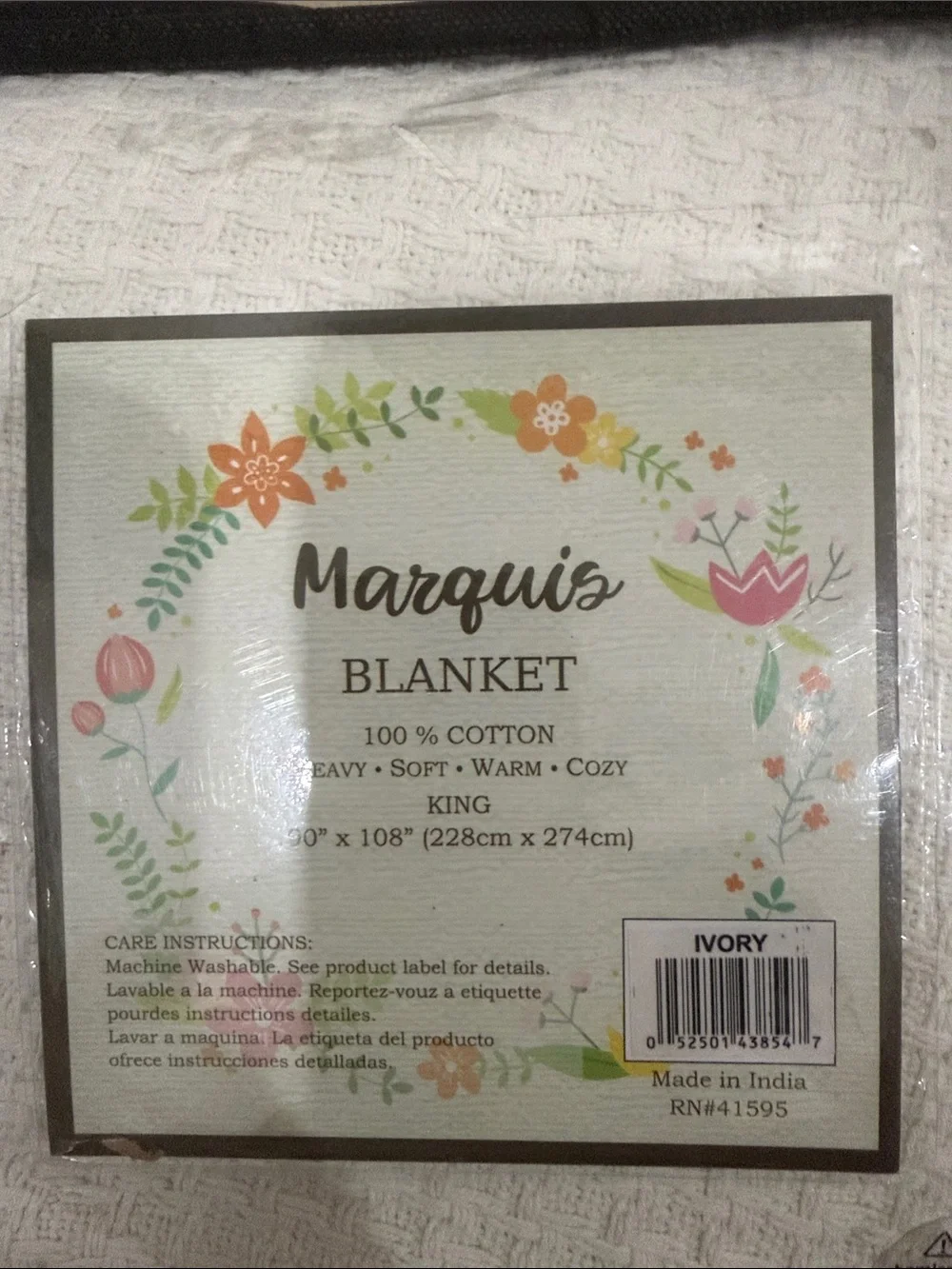 Marquise Ivory Cotton Waffle Blanket